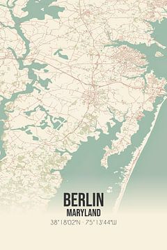 Vintage landkaart van Berlin (Maryland), USA. van MijnStadsPoster