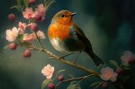 Rotkehlchen - Porträt eines kleinen Vogels von Max Steinwald Miniaturansicht