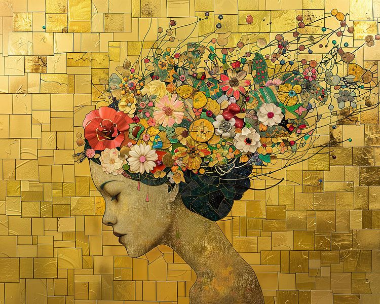 Portrait de femme Or | Couronne de rêve Petal&#039;s par Caprices d'Art
