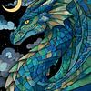 Dragon stylisé avec lune sur Pixelbull Design