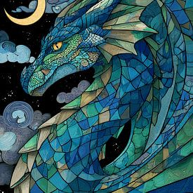 Stilisierter Drache mit Mond von Pixelbull Design