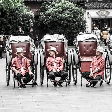 Chinese mannen met wagen
