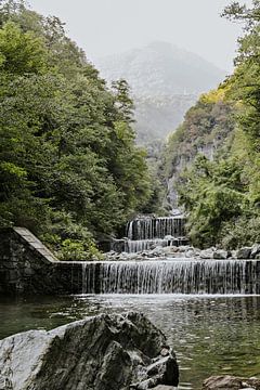 Beautiful waterfalls in Domaso on Lake Como Italy