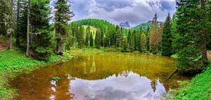 Lago bai di Dones in den Dolomiten im Frühling