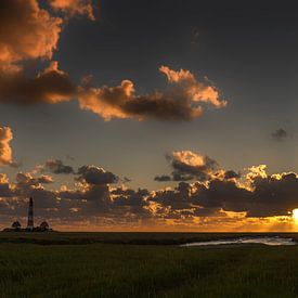 Ciel du soir au-dessus de Westerhever sur Annett Mirsberger