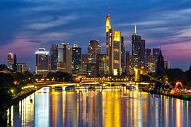 Frankfurt, Germany - July 23, 2021: Skyline river Main skyscrapers skyscrapers city in Frankfurt, Ge by Markus Mainka