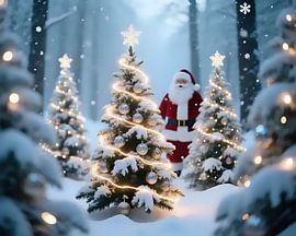 Kerstman op de winterse open plek van Jean Pierre