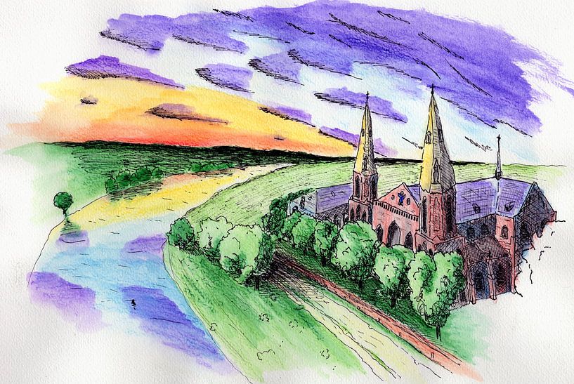 Kloster in Steyl with Maas by BFQ - CTRL+ALT+ART