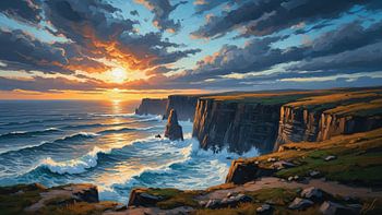 Falaises spectaculaires de l'océan au coucher du soleil