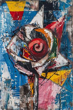 Abstract schilderij van kleurrijke roos van Art & Soul Creations