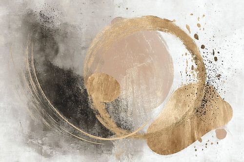 Abstract Schilderij - Goud en Zand Rustgevend Minimalisme