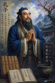 Schilderij van Confucius – Chinese filosoof en tijdloze wijsheid