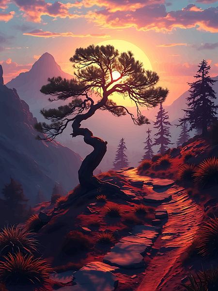 Mountain Tree in Golden Light by Ini Rendybovi