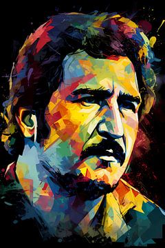 Visage de Pablo Escobar dans le spectre des couleurs sur De Muurdecoratie