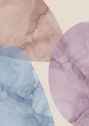 Collage aus Aquarellformen mit Marmoroptik