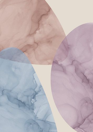 Collage de formes aquarellées à l'aspect marbré