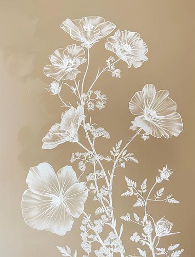 Weiße Blumen | Gemälde mit weißen Blumen für den Garten