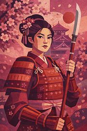 Illustration der japanischen Kämpferin Nakano Takeko.