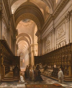 Victor-Jules Génisson. Interieur van Gotische kathedraal