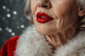 schönes Mädchen mit Weihnachtsmannkostüm