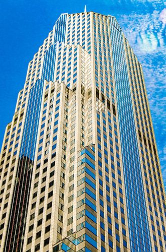 Hoogbouw gevel van glas en staal in Chicago USA