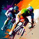Impressionistisch schilderij met wielrenners. Deel 1 van Maarten Knops thumbnail