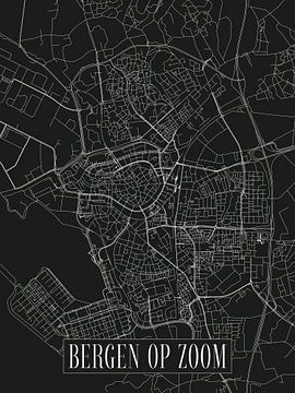 Stadskaart Bergen op Zoom - Stad - Donkere variant - Plattegrond van Locus Studio