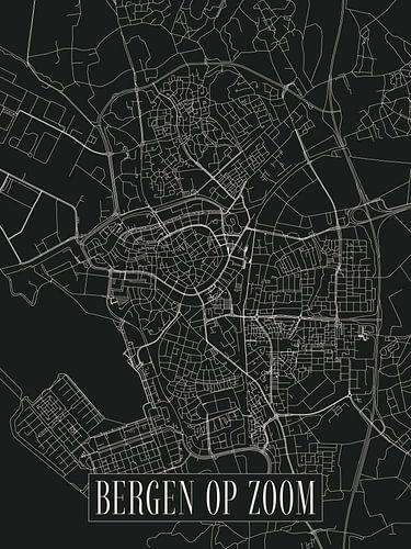 Stadskaart Bergen op Zoom - Stad - Donkere variant - Plattegrond