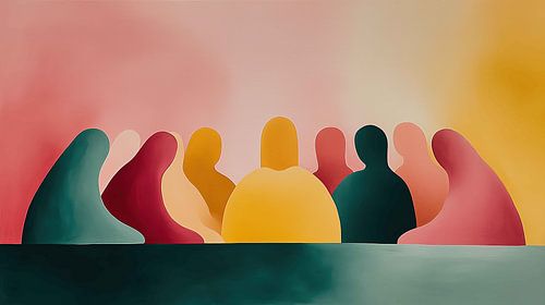 Das letzte Abendmahl – ein abstraktes Panorama in sanften Farben