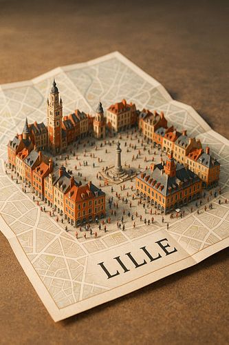 Lille Grand Place 3D Map – Northern France Wall Decor