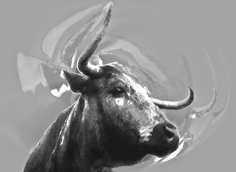 Longhorn 5 zwart wit van Beeldwerk, fotografie Dorit Habing