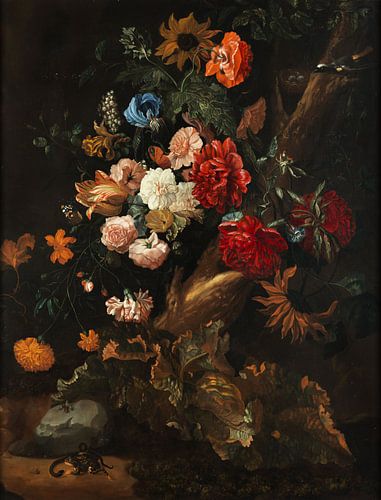 Ernst Stuven, bloemstuk met pad en slang