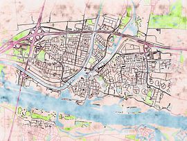 Map of Gorinchem with the style 'Soothing Spring' by Maporia