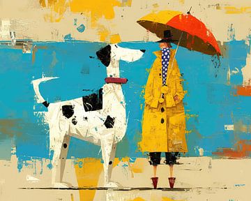 Hond en Regenjas van ARTEO Schilderijen