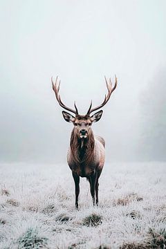 Majestueus hert in de mist van Poster Art Shop