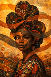 Aborigène - portrait surréaliste avec des rubans