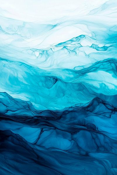 Sanfte Wellen in Blau und Weiß von Poster Art Shop