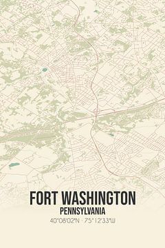 Alte Karte von Fort Washington (Pennsylvania), USA. von Rezona