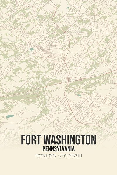 Carte ancienne de Fort Washington (Pennsylvanie), USA. par Affiches de lieux