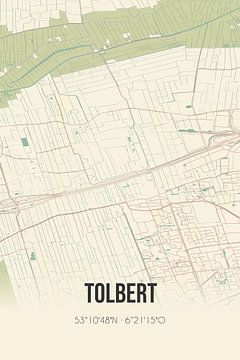 Vintage map of Tolbert (Groningen) by Rezona