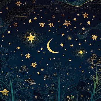 Starry night forest