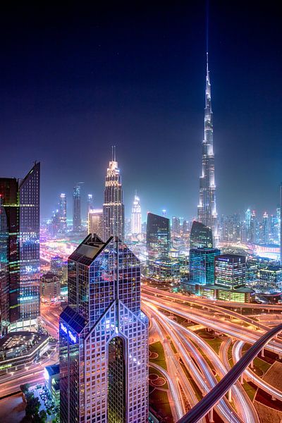Burj Khalifa verlicht de hemel van Rene Siebring