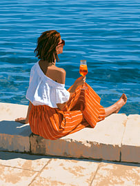 Terrace Wine with Ocean View by Mosaic Dialogue