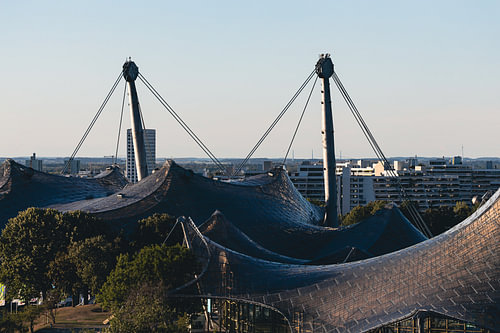 View of the roof structure at the Olympic Park