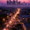 Skyline de Los Angeles au crépuscule violet – Lumières nocturnes dynamiques et énergie urbaine moderne sur Design Wall Arts