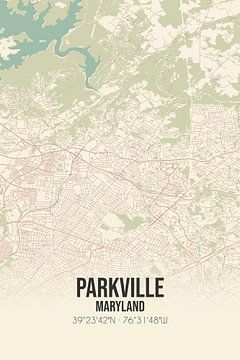 Vintage landkaart van Parkville (Maryland), USA. van MijnStadsPoster