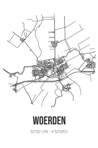 Woerden (Utrecht) | Landkaart | Zwart-wit