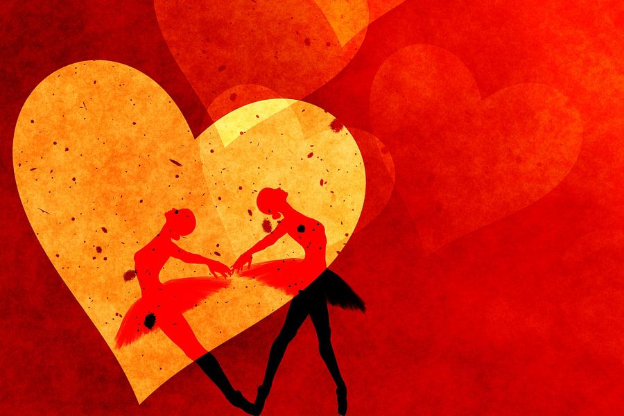 Liefde uitgebeeld door twee ballerina&#039;s
