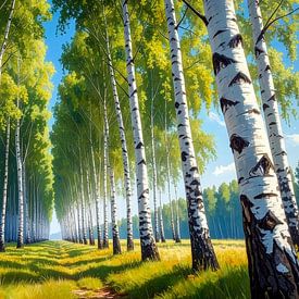 Birkenallee in de zomer – bomen van het licht van AidasignArt