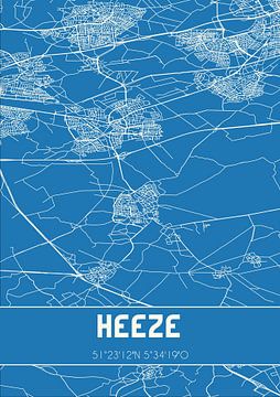 Blauwdruk | Landkaart | Heeze (Noord-Brabant) van Rezona